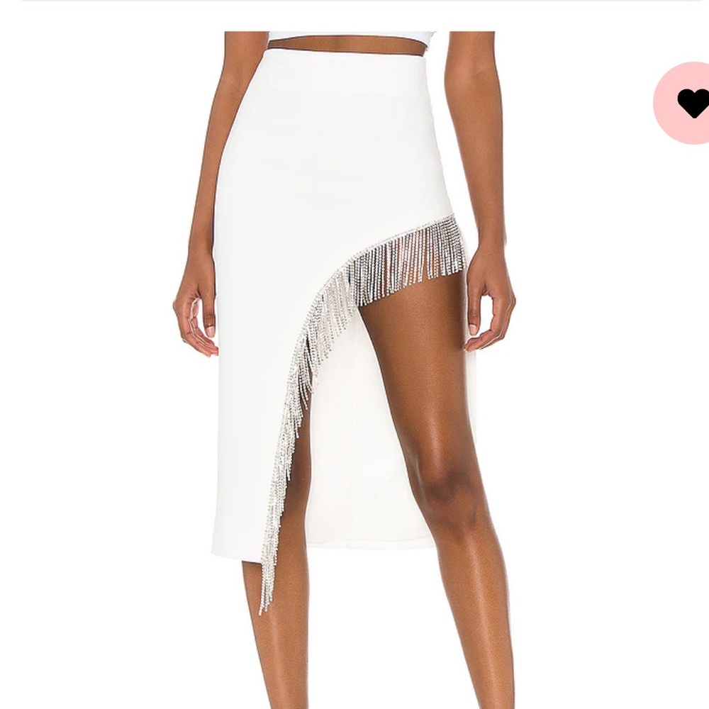 Revolve fringe white skirt